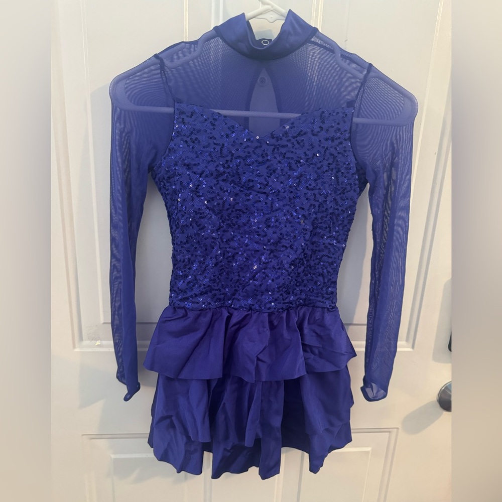 Blue Sequin Costume with Mesh Sleeves - MC